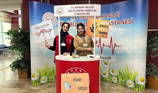 Bayburt Devlet Hastanesinde açılan stantta kadına yönelik şiddete dikkat çekildi