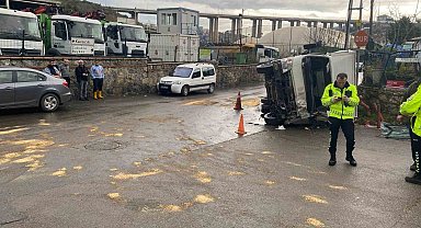 Beykoz'da kamyon devrildi: 2 yaralı