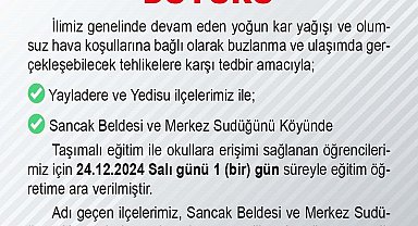 Bingöl'ün iki ilçesinde taşımalı eğitime 1 gün ara