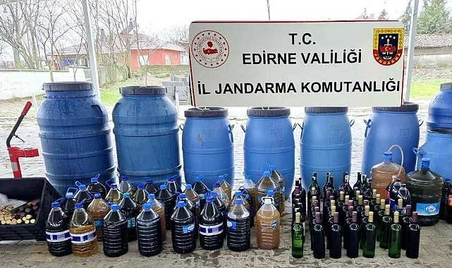 Edirne Uzunköprü'de Jandarma'dan sahte alkol operasyonu