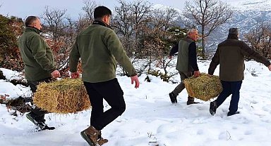Elazığ'da yaban hayvanları için doğaya yem bırakıldı