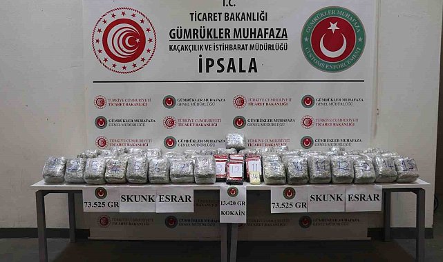 Gümrük Muhafaza ekipleri İpsala ve Esendere Gümrük Kapısı'nda zehir tacirlerine geçit vermedi