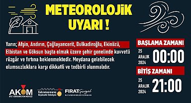Kahramanmaraş'ta fırtına uyarısı