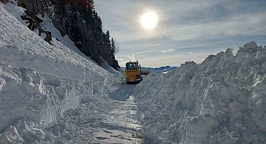 Kar nedeniyle ulaşıma kapanan Artvin'in Macahel Geçidi'nde yol açma çalışmaları 10 gündür devam ediyor