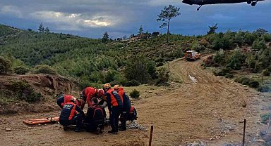 Kaza yapan motokrosçu askeri helikopterle hastaneye kaldırıldı