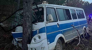 Kontrolden çıkan minibüs ağaca çarptı: 5 yaralı