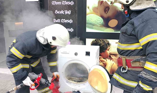 Masaj salonunda kurutma makinesi alev aldı