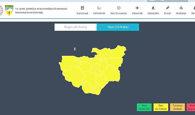 Meteorolojiden Bursa için sarı uyarı