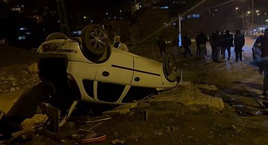 Osmaniye'de park halindeki araca çarpan otomobil takla attı: 1 yaralı