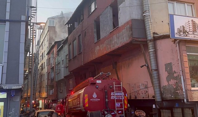 Şişli'de korkutan soba yangını: Alevler kamerada