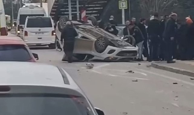 Takla atan otomobilden burnu bile kanamadan çıktı