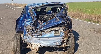 Tarlaya uçan otomobilin sürücüsü hayatını kaybetti
