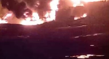 Taş ocağında büyük yangın: Yakıt tankında çıkan yangın söndürülmeye çalışılıyor