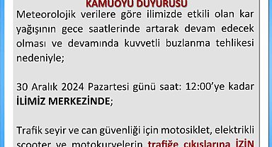 Uşak'ta iki tekerlekli araçların trafiğe çıkışları kısıtlandı