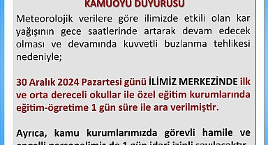Uşak'ta kar nedeniyle okullar 1 gün tatil edildi
