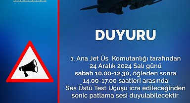 Valilikten sonic patlama sesi uyarısı