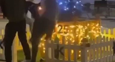 Yılbaşı ağacına baltalı saldırı kamerada