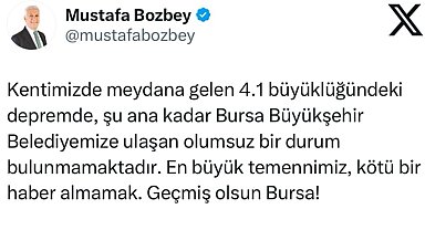 Başkan Bozbey'den deprem açıklaması...
