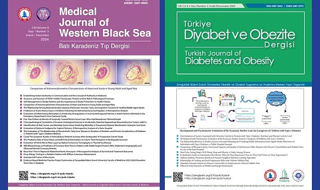 BEUN Batı Karadeniz Tıp Dergisi ile Türkiye Diyabet ve Obezite Dergisi'nin yeni sayıları yayımlandı