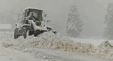 Beyaza bürünen Uludağ yolunun kapanmaması için ekiplerin hummalı çalışması sürüyor