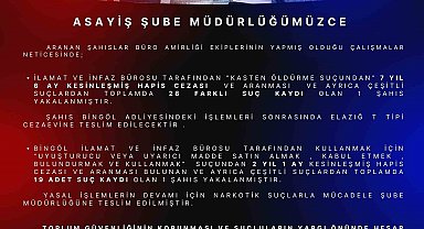 Bingöl'de haklarında kesinleşmiş hapis cezası bulunan 2 kişi yakalandı