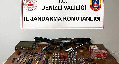 Denizli jandarması silah kaçakçılarını cephanelikle yakaladı
