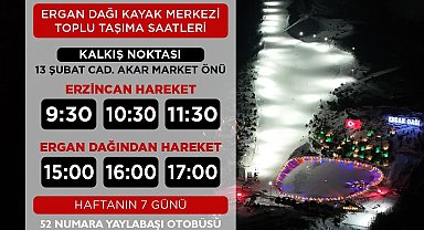 Ergan Dağı Kayak Merkezi toplu taşıma saatleri açıklandı