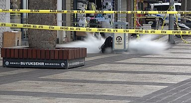 Eylem güzergahına bırakılan sırt çantası fünyeyle patlatıldı