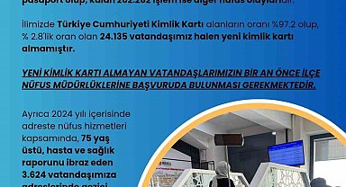 İl ve ilçe nüfus müdürlüklerinde günde bin 660 kişiye hizmet verildi
