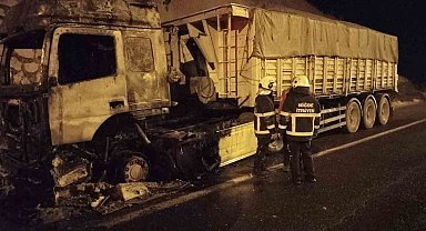 Niğde'de yanan tır kullanılamaz hale geldi