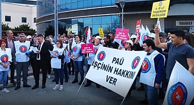 PAÜ Hastanesi çalışanları eylem yaptı