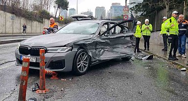 Sarıyer'de direksiyon hakimiyetini kaybeden kamyon şoförü lüks otomobile çarptı: 3 yaralı