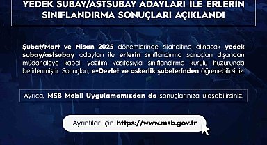 ŞubatMart ve Nisan 2025 celp döneminde silah altına alınacak askerlerin sonuçları açıklandı