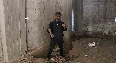 Suriye'de enkaza dönen Tadomon Mahallesi'nden korkunç görüntüler: Binaların altından insan kemikleri çıkıyor