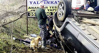 Takla atan otomobilin sürücüsü yaralandı