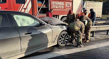 TEM Büyükçekmece'de buzlanma kazası: 1 yaralı