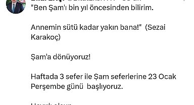 THY Şam seferleri başlıyor