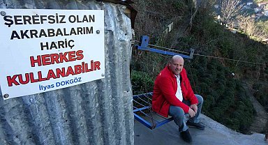 Trabzonlunun teleferik tabelası çözüm oldu: "Şerefsiz olan akrabalarım hariç herkes kullanabilir"