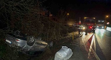 Virajı alamayıp takla attı, burnu bile kanamadı