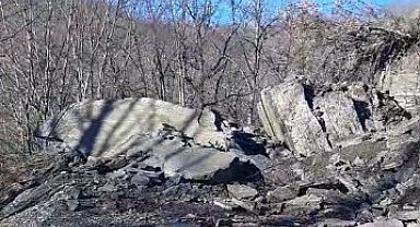 Yangın dehşetinin ardından bu sefer heyelanda yolları kapandı