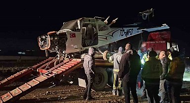 Zorunlu iniş yapan eğitim uçağının enkazı kaldırıldı