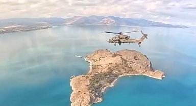 Atak helikopterin kamerasından Van Gölü ile Akdamar Adası