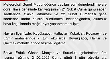 Balıkesir'de eğitime kar engeli