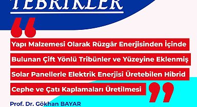 BEUN Öğretim Üyesi Prof. Dr. Bayar'ın çevre dostu faydalı model başvurusu tescillendi
