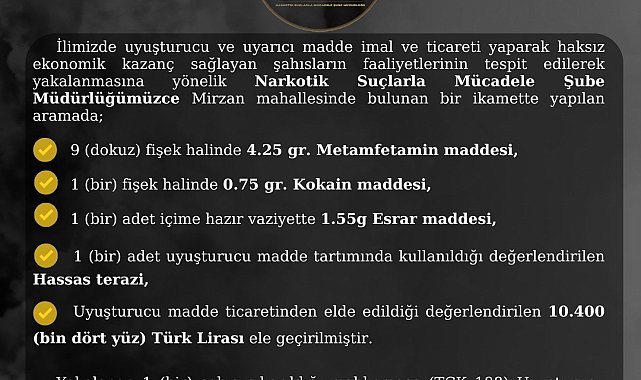 Bingöl'de uyuşturucu operasyonu: 1 tutuklama