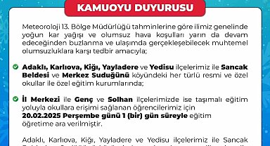Bingöl'ün 5 ilçesinde okullara kar tatili