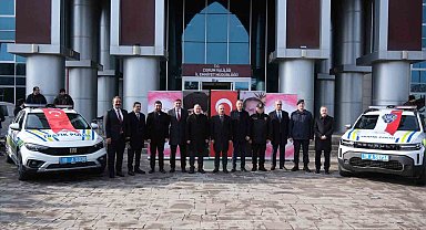 Çorum İl Emniyet Müdürlüğü'ne tahsis edilen 21 araç dualarla teslim edildi