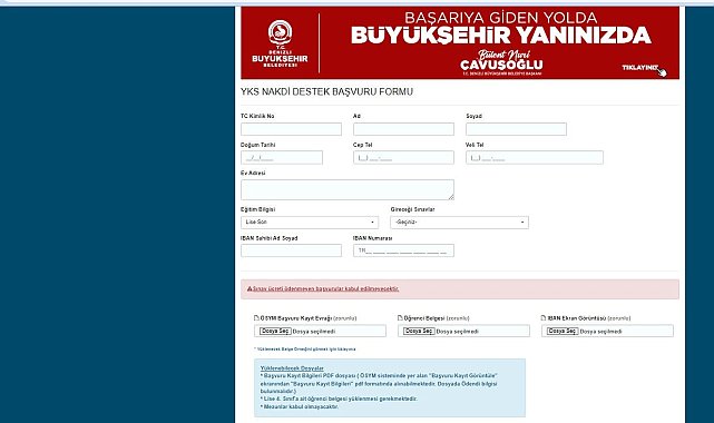 Denizli Büyükşehrin YKS adaylarına sınav ücret desteği başvuruları başladı