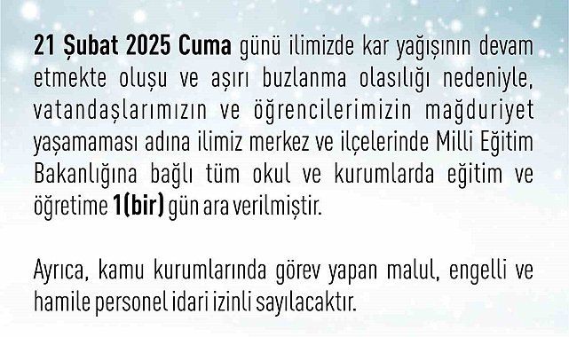 Elazığ'da eğitime kar engeli