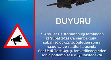 Eskişehir için sonic patlama sesi uyarısı